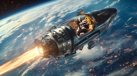 太空飞船内猴子兴奋