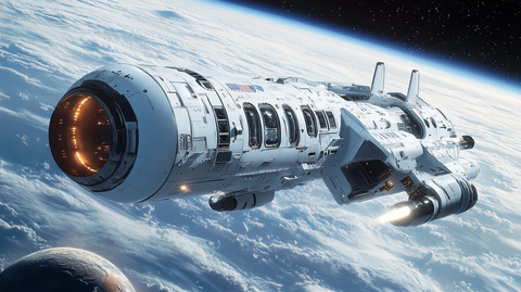 未来太空船与悬浮底座设计