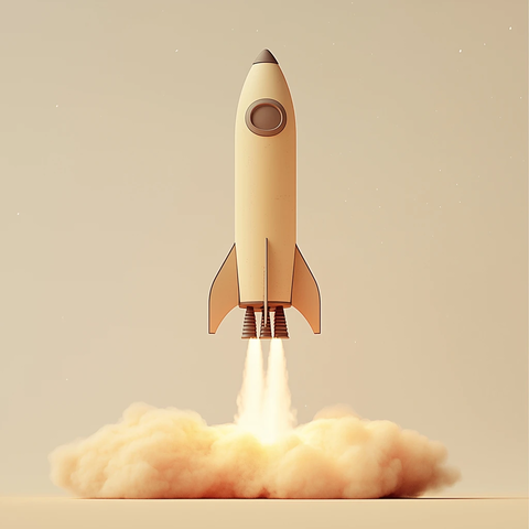 米色火箭发射场景
