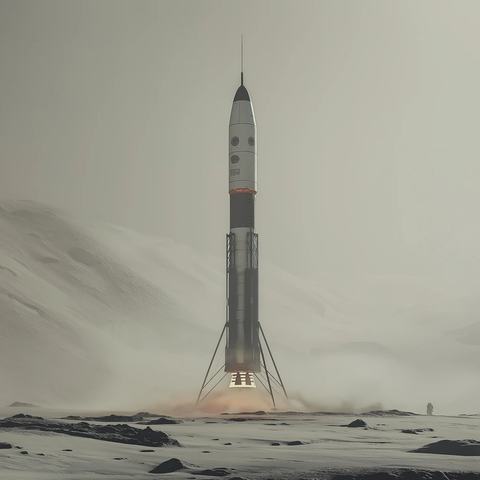 月球表面火箭准备发射