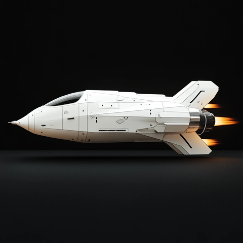 白色飞船模型侧视图