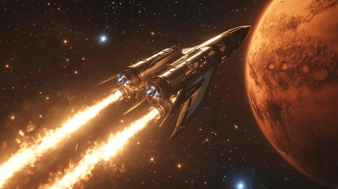 火箭穿越太空驶向火星