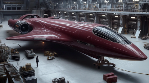 太空站停泊的红木飞船