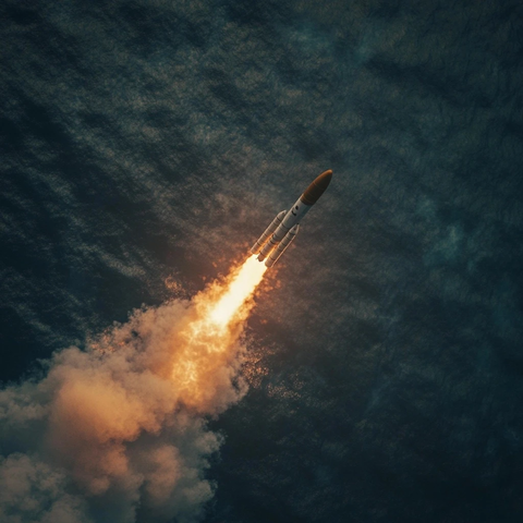 火箭发射烟雾火焰