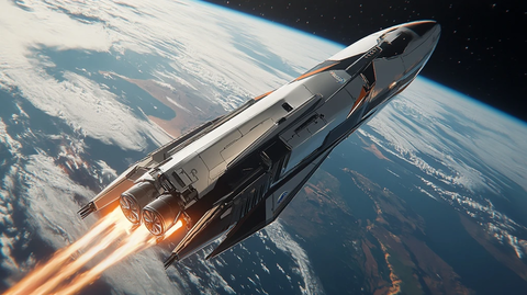 星舰飞行地球背景漫画