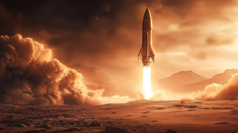 火星表面星际飞船发射