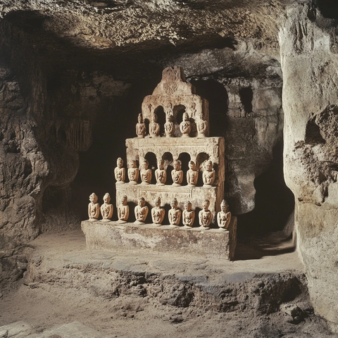 石窟内的佛像雕塑