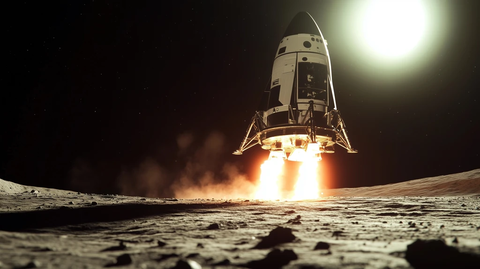 月球表面太空飞船着陆