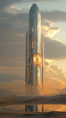 对称式未来建筑灯光设计