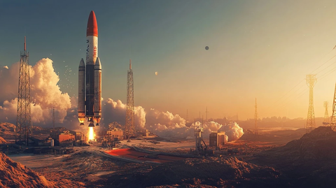火箭发射台准备起飞