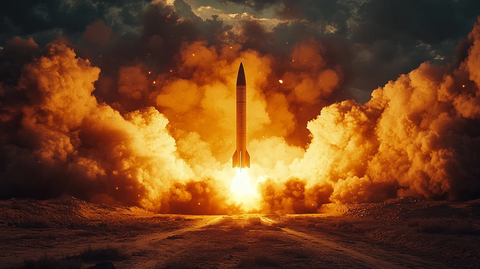 导弹发射烟尘弥漫场景