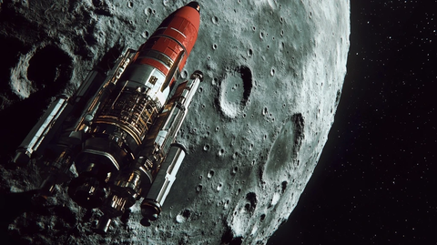 太空船月球旁红船