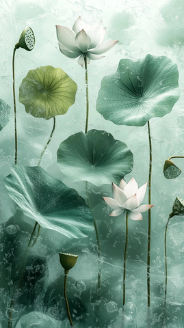 玻璃莲花叶池塘