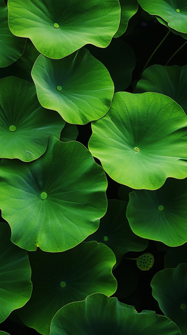 绿莲叶池塘俯瞰实景