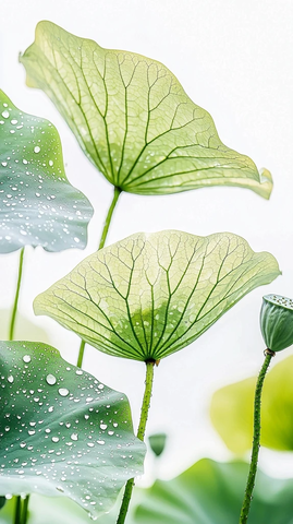 透明莲叶水滴特写