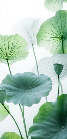 莲花叶片透明白底特写