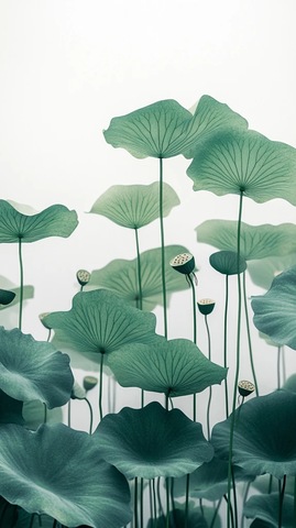 绿色莲叶空白背景