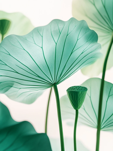 莲花叶片透明绿意近景