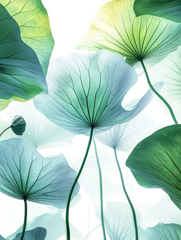 莲花叶片透明绿色特写