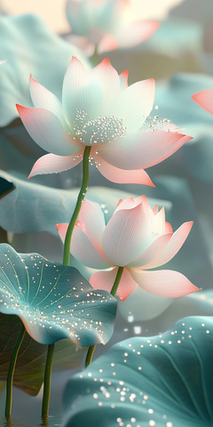 莲花池露珠晶莹立体渲染