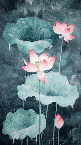 雨夜莲叶秋意浓