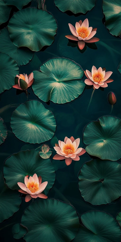 多层绽放水莲叶背景