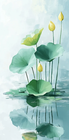 冰封荷塘叶片图