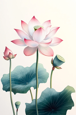 莲花莲花头荷叶卡通