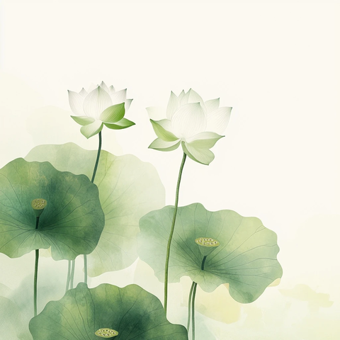 莲花叶花朵对称构图