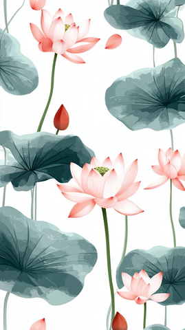 水莲重复图案数字插画