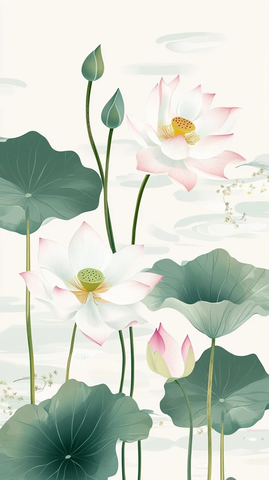 绿色莲花旗袍印花图案