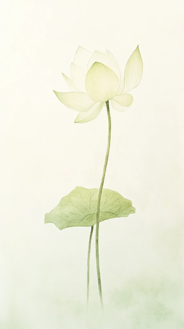 莲花茎与小叶中心构图