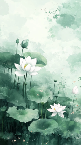 莲叶墨韵碧波轻舞