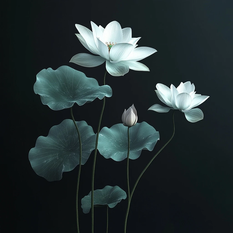 水墨莲花荷叶绢纸背景