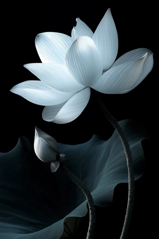 半开花朵荷叶莲花