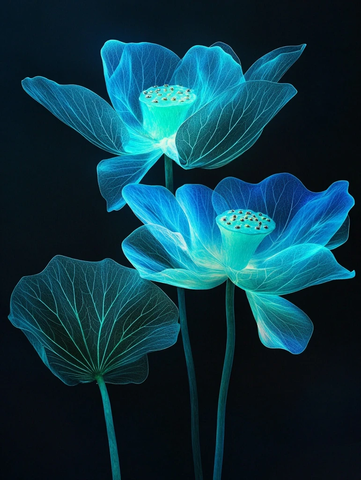 蓝莲花发光叶水生植物