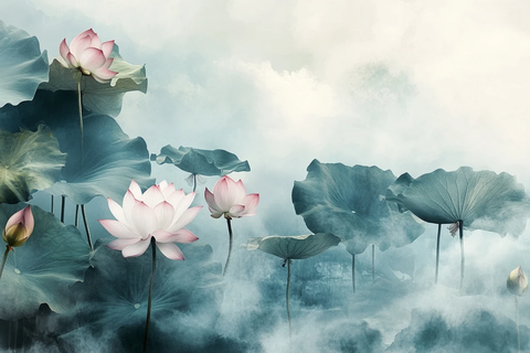 莲叶枯萎全景摄影