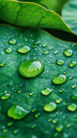 水滴莲花叶特写