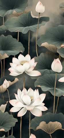 莲花荷叶水墨图案