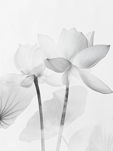 莲竹墨韵对称构图