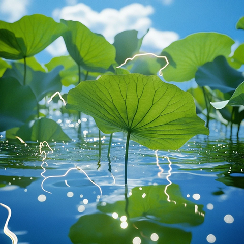 莲花叶水上阳光能量