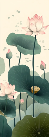 莲花插画扁平设计