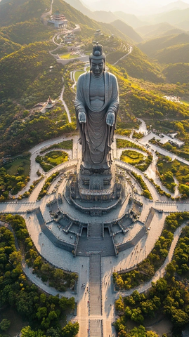 巨型佛像全景鸟瞰图