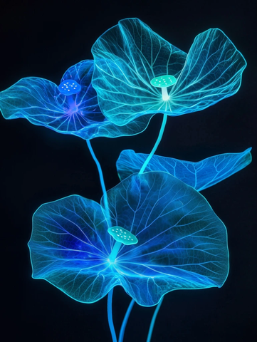 蓝色莲花荧光艺术装置