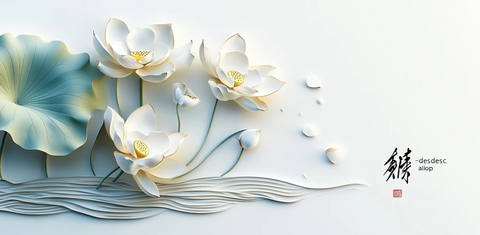 金莲绿叶水面纹样