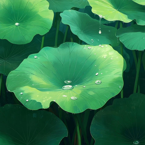 莲叶露珠滴落背景