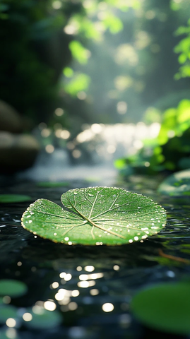 河边大树叶与绿植