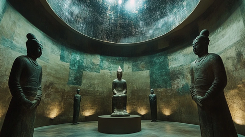 室内佛像雕塑群像展示