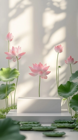 白色背景莲花叶盆栽