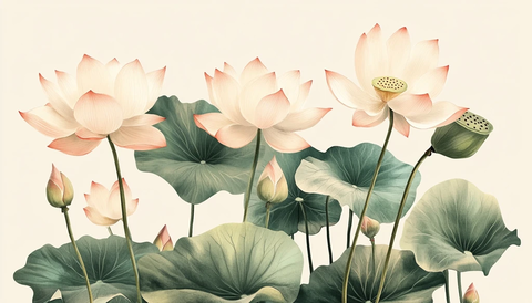 手绘莲花解剖植物图